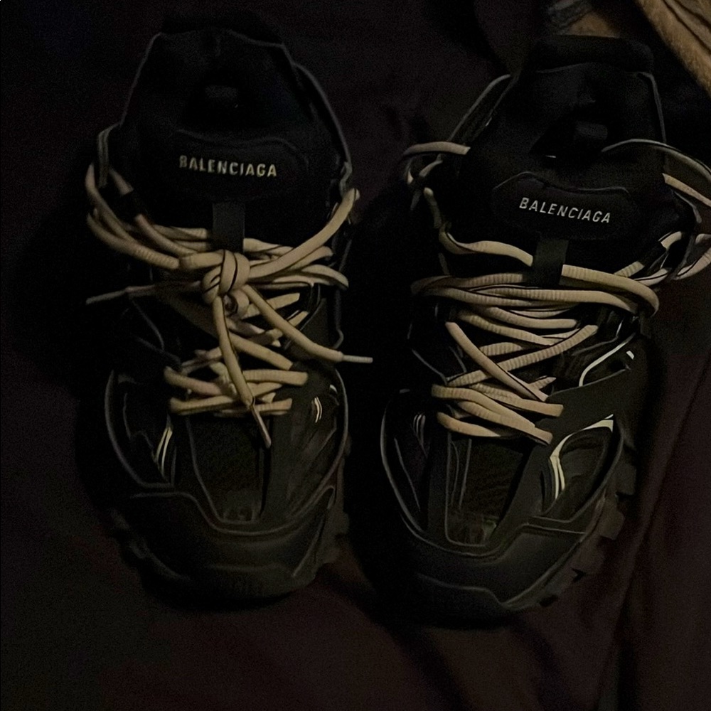 Balenciaga Black Sneakers with Cream Laces